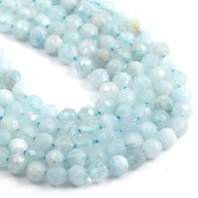 Natural Stone Beads Section Round Aquamarine Punch Loose Beads For Jewelry Making DIY Necklace Bracelet Earrings Accessory 2024 - buy cheap