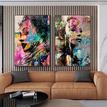 Grafite abstrato para meninas, pintura de arte em tela, moderna pintura de arte para sala de estar, decoração 2024 - compre barato