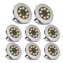 Luz de disco Solar de 8LED para exteriores, luz LED para camino de jardín, impermeable, para paisaje, Patio, Patio, entrada, cubierta 2024 - compra barato