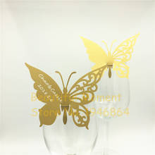 60pcs/lot DIY Wedding Table Decoration Paper Place Cards Laser Cut Butterfly Wine Glass Place Cards For Wedding Party Decoration 2024 - buy cheap