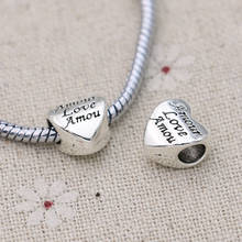 Cuentas de corazón de amor chapadas en plata para fabricación de joyas Pandora, accesorios de bricolaje, artesanía hecha a mano, 5 uds. 2024 - compra barato