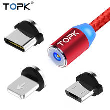 TOPK 1M LED Magnetic Charge Cable for iPhone Xs Max XR X 8 7 6 Plus Micro USB Cable & USB Type C Cable Magnet Charging USB C 2024 - buy cheap