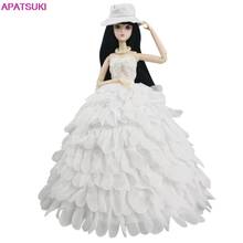 White Multi-layer Wedding Dress For Barbie Doll Clothes Outfits Princess Party Ball Long Gown Bridal Dresses Hat Accessories 1/6 2024 - buy cheap