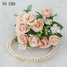 10 cabeças de rosas primavera seda artificial ramo falso rosas flores para casa mesa casamento decoração da parede festa imitação rosa flore 2024 - compre barato