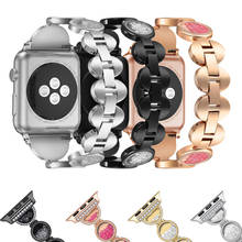 Correa de lujo de arena movediza para Apple Watch, pulsera ajustable de diamantes de imitación de acero inoxidable para iwatch 6/5/4/3/2/SE, 44mm, 42mm, 40mm y 38mm 2024 - compra barato