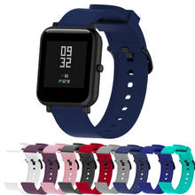 Pulseira de silicone para relógio amazfit bip, pulseira de reposição com fivela de metal de 20mm para xiaomi huami amazfit bip youth watch 2024 - compre barato