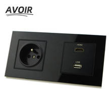 Avoir FR Standard Plug Socket HDMI TV Television Data Port Socket Double Glass Panel Wall Power Electrical Outlet 2024 - buy cheap