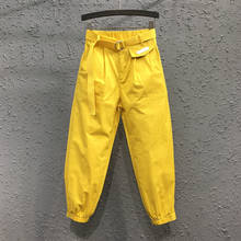 Women Pants 2020 New Summer High Waist Elastic Harem Pants Casual Ankle-Length Overalls With Belt Trousers Female Slacks P882 2024 - buy cheap