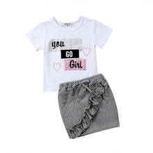 Summer Fashion 2pcs girls Kid Baby Girls Cotton Tops T-shirt Short Skirts Dress Outfit Clothes Set 2024 - buy cheap
