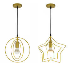 Retro Pentagram Iron Pendant Light Creative Circle E27 Gold Industrial Wind Pendant Lamp Restaurant Bar Heart Style Hanging Lamp 2024 - buy cheap