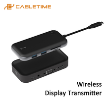 CABLETIME USB-C Hub with Wireless Display Transmitter Tpye C to USB3.0 HDMI VGA WiFi Adapter for Macbook Air Matebook C327 2024 - buy cheap