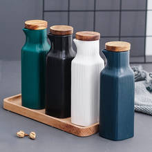 Japanese Style Ceramic Salt Jar with Bamboo Lid Soy Simple Sauce Bottle Creative Leak-Proof Oil Vinegar Bottle Kitchen Tableware 2024 - buy cheap