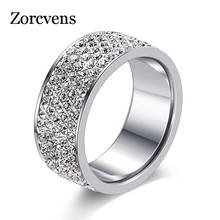 Новинка 2022, Брендовое серебристое кольцо zorcins из нержавеющей стали, 5 рядов, с фианитами, модное обручальное кольцо для женщин, аксессуары для женщин 2024 - купить недорого