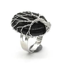 Anillo de dedo ajustable con forma ovalada, joyería de ágatas negras, hecho a mano, 1 unidad, 100 2024 - compra barato