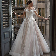 Boho Elegant Wedding Dress Boho 2021 Simple Lace Appliques Bridal Party Dress O-Neck Beach Wedding Gowns Country Robe De Mariee 2024 - buy cheap