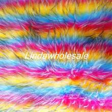 High grade faux fur fabric,rainbow raccoon jacquard plush fabric,felt cloth,Clothing, 2024 - buy cheap