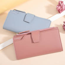 2021 New PU Leather Women's Long Wallet Fashion All-match Zipper Card Holder Solid Color Multi-function Three-fold Coin Purse 2024 - buy cheap