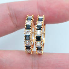 Gold Color Fashion White Black Cubic Zirconia CZ Huggie Hoop Earrings for Women 2024 - buy cheap