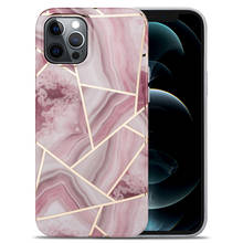 Plating Geometric Marble Case For iPhone 11 12 Pro Max XR X XS Max 8 7 6s 6 Plus SE 2020 IMD Soft Phone Cover Case 2024 - buy cheap