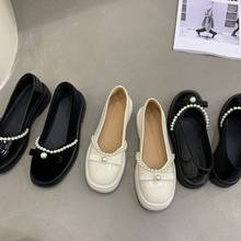 Small Leather Shoes Spring 2021 New Pearl British Style Retro Small Leather Shoes College Style Sweet Thick-soled Women's Shoes 2024 - buy cheap