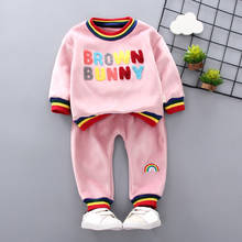 IENENS Baby Clothing Sets Girl's Rainbow Casual Clothes Autumn Winter Child Letter Suits Tops + Pants Kids Warm Wear Outfits 2024 - buy cheap