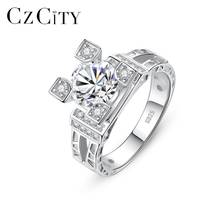 CZCITY-Anillo de plata de ley 1,5 con diamantes de moissanita para mujer, sortija de compromiso de boda, novia, joyería fina QYR-029, 925 ct 2024 - compra barato