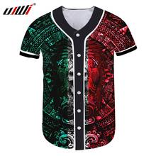 Ujwi novo verão homens/mulheres 3d imprimir crânio botão camisa de beisebol homem hiphop camisa de manga curta unisex casual topos 2024 - compre barato