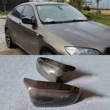 2pcs Real Carbon Fiber Replacement Car Ox Horn Side Rear View Mirror Cap Shell Cover Trim For BMW E70 X5 E71 X6 2007 -2013 2024 - buy cheap