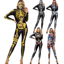 New Sexy Femme Bodysuit Skull Skeletons Cosplay Stage 3D Printed Playsuit Overalls Tights Fitness Women Female Jumpsuits 2024 - buy cheap