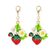 Simple small fresh alloy jewelry color fruit strawberry shape key ring pendant bag pen accessories pendant 2024 - buy cheap