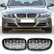 Recambio de rejilla de riñón de diamante para BMW, accesorio negro con acabado cromado, doble listón, estilo deportivo, Para modelos E90 y E91, 1 par 2024 - compra barato