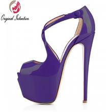 Sandalias con punta de plataforma abierta para mujer, zapatos de tacón con punta abierta, en 8 colores, talla grande US 4-15 2024 - compra barato