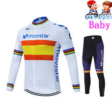 Kids Long Sleeve Cycling Clothing Movistar Team Spring/autumn Cycling Clothing Boys MTB Cycling Long Pants Boys Ropa Ciclismo 2024 - buy cheap