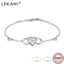 LEKANI Heart Shape Bracelet For Women S925 Sterling Silver Inlay Cubic Zirconia Chain Bracelets Multicolor Choose Gifts Jewelry 2024 - buy cheap