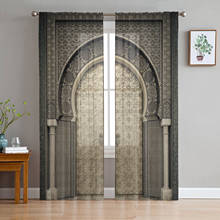 Cortinas de gasa de puerta Vintage Medieval marroquí para sala de estar, tratamiento de ventana, cortinas transparentes para dormitorio y cocina 2024 - compra barato