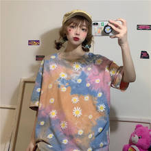 New 2021 Women Summer T-Shirts Oversize Rainbow Short Sleeve Funny Cotton Korean Loose Female Tshirt Harajuku Hip Hop Tees PD072 2024 - buy cheap