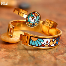 2020 new jewelry Fashion cloisonne high temperature firing oval side opening female bracelet enamel jewelry fleeting time 2024 - buy cheap