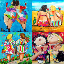 5D DIY Diamond Painting Cartoon Fat Woman Full Square Round Drill Lady Diamond Embroidery Cross Stitch Mosaic Home Decor Gift 2024 - buy cheap