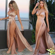 High Quality Sexy Spaghetti Strap Silk Stain Dress Women 2019 Summer Backless Long Dresses Elegant Bodycon Formal Party Dresses 2024 - buy cheap