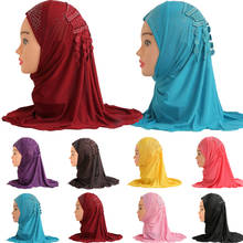 New Style Tassel Islamic Kids Girls Muslim Hijab Headwear Scarf Shawl Hat Arab Neck Cover Islamic Turban Shawl Amira Bonnet Cap 2024 - buy cheap