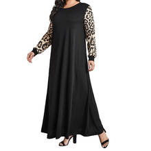 Donsinet vestido primavera/outono leopardo gola redonda pulôver manga comprida vestido temperamento comprido vestidos plus size 2024 - compre barato