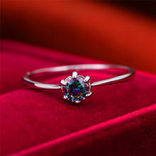 Минималистичное женское круглое Радужное кольцо с кристаллами, модные милые серебристые кольца Smalle для женщин, Обручальное Кольцо Love, обручальное кольцо 2024 - купить недорого