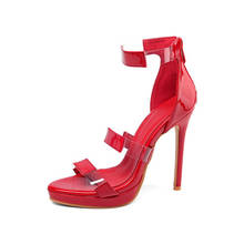 Big Size  14 15 16 17 18 19 high heels sandals women shoes woman summer ladies Round head zipper Fine with sandals 2024 - buy cheap