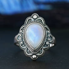 S925 Sterling Silver Rings Natural Moonstone Lapis Ring for Women Vintage Gemstone Rings Gift Fine Jewelry 2024 - buy cheap