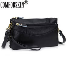 COMFORSKIN Genuine Leather Women Day Clutches New Arrivals Double Compartment Ladies Messenger Bag Large Capacity Female Handbag 2024 - buy cheap