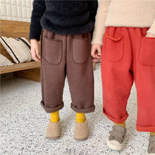 Toddler Kids Pants Korean Casual Loose Thick Trousers for Girls Baby Boys Sweatpants Autumn Winter Pocket Children Sweatpants 2024 - buy cheap