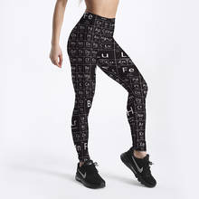 12% Spandex Sexy Elasticity Workout Black Women Printed Periodic Table Leggings Push Up Pants 2024 - buy cheap