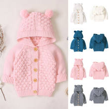 Suéter con capucha para bebé, Tops de punto para niño y niña, abrigo cálido para niño, chaquetas de otoño e invierno, 0-24M, novedad 2024 - compra barato