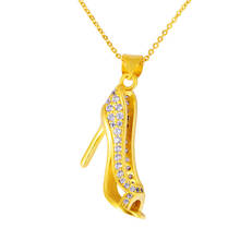 Original 24K Gold Color Crystal Necklaces for Women High Heels Pendant Necklace 45cm Chain Collier Female Choker Wedding Jewelry 2024 - buy cheap