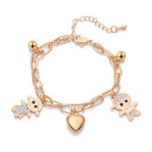 Pulsera con dijes de corazón para mujer, brazalete de cadena de eslabones múltiples de oro plateado, joyería 2019, regalo de Navidad para Amiga encantadora 2024 - compra barato